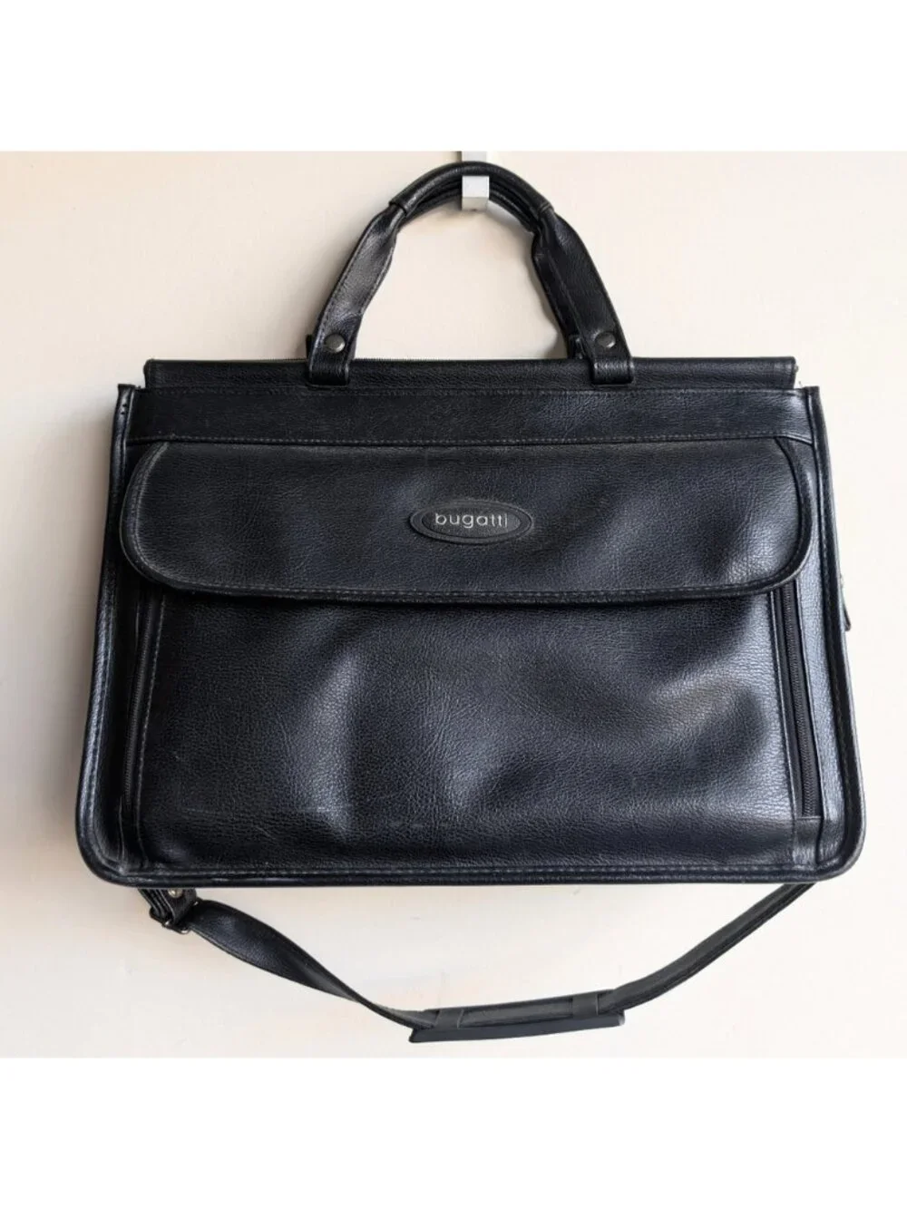 Bugatti Classic Black Leather Briefcase